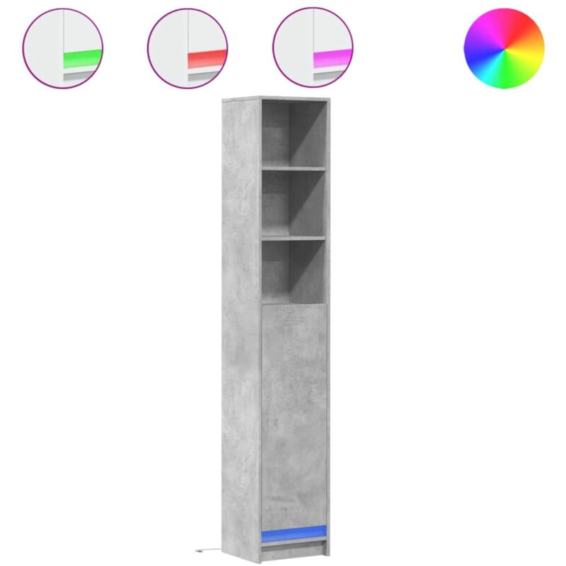 Buffet avec LED gris béton 36x32,5x200 cm bois d'ingénierie