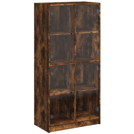 Buffet haut avec portes chêne fumé 68x37x142 bois ingénierie