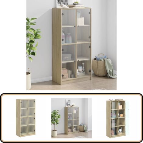 Buffet haut avec portes chêne sonoma bois d'ingénierie - Buffet - Meuble De Rangement - Armoire - Bibliothèque - Commode