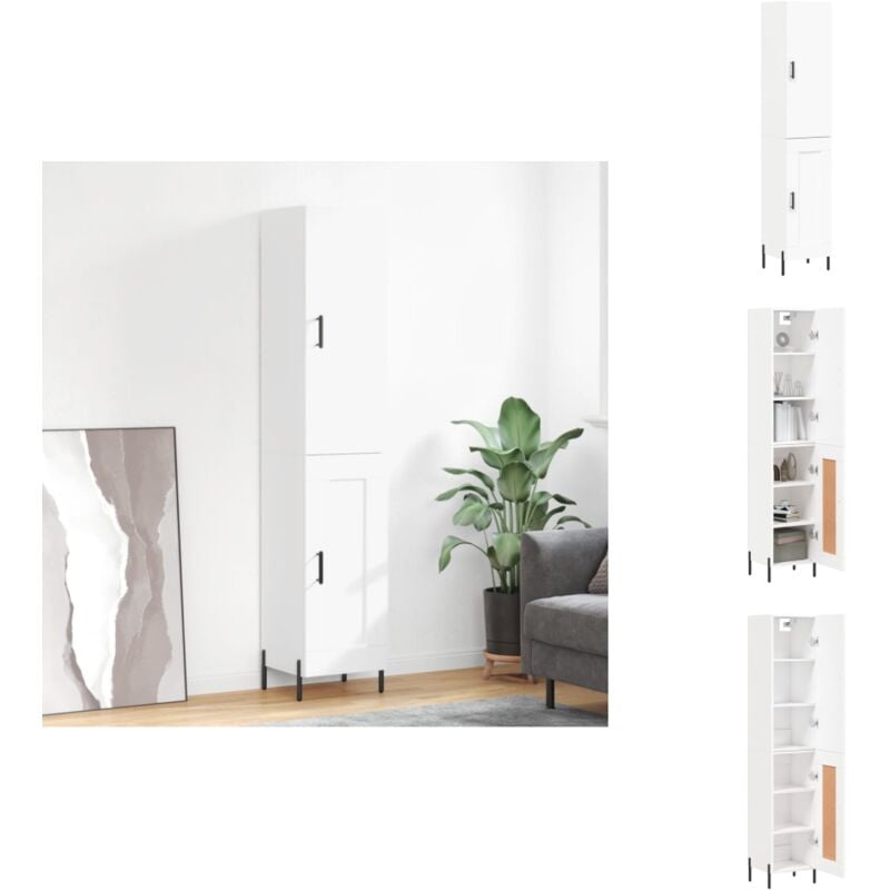 Buffet haut Blanc 34,5x34x180 cm Bois d'ingénierie - Buffet Design Moderne - Meuble Rangement Cuisine - Armoire Blanche - Buffet Haut - Mobilier Salon
