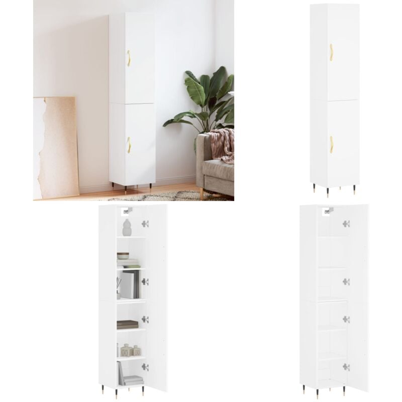 Vidaxl - Buffet haut Blanc 34,5x34x180 cm Bois d'ingénierie - Buffet Design Moderne - Meuble Rangement Cuisine - Armoire Blanche - Buffet Haut