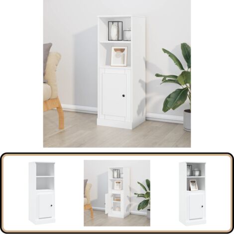 Buffet haut blanc 36x35,5x103,5 cm bois d'ingénierie - Buffet Design Moderne - Buffet Blanc - Meuble Rangement Cuisine - Buffet Salon - Buffet Industriel