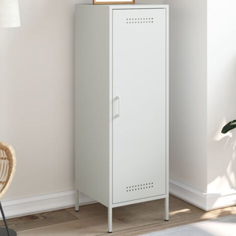 Vidaxl – Buffet haut blanc 36x39x113 cm – Acier robuste – 3 compartiments de rangement – Facile à nettoyer et à assembler
