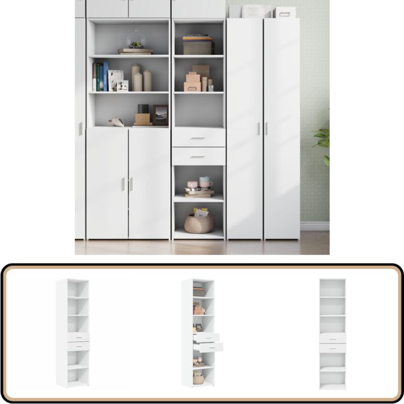 Vidaxl - Buffet haut blanc 45x42,5x185 cm bois d'ingénierie - Buffet Design Intemporel - Meuble Rangement Blanc - Commode Cuisine - Buffet Haute