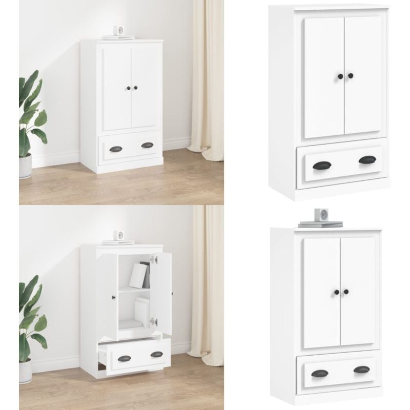 Vidaxl - Buffet haut blanc 60x35,5x103,5 cm bois d'ingénierie - Buffet Design Moderne - Meuble Rangement Cuisine - Commode Blanche - Buffet Bas Prix