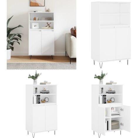 Buffet haut Blanc 60x36x110 cm Bois d'ingénierie - Buffet industriel - Rangement