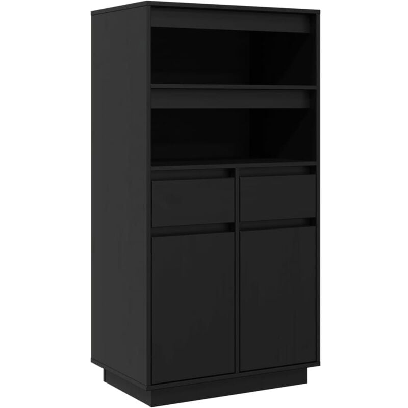 Vidaxl - Buffet haut Noir 60x40x116,5 cm Bois massif de pin