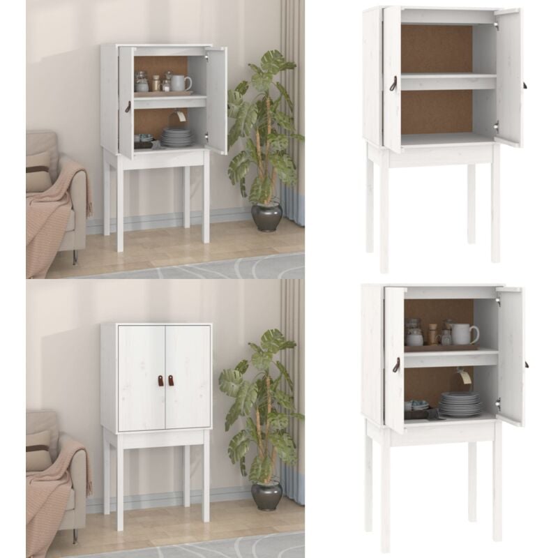 Vidaxl - Buffet haut Blanc 60x40x120 cm Bois massif de pin - Buffet - Meuble De Rangement - Armoire - Commode - Bois Massif - Home & Living