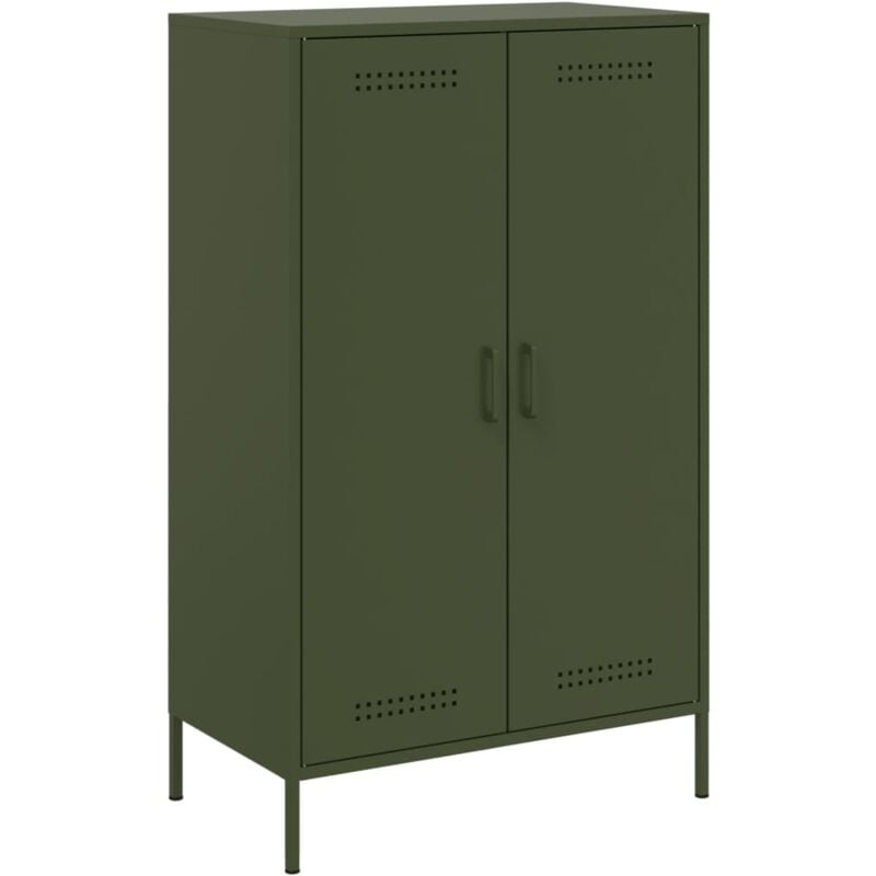 Vidaxl - Buffet haut vert olive 68x39x113 cm acier