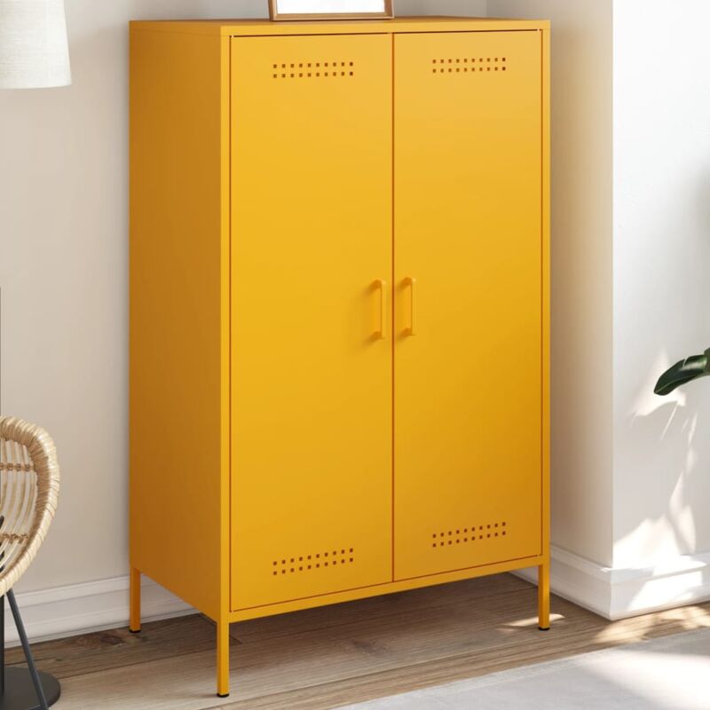 Vidaxl - Buffet haut jaune moutarde 68x39x113 cm acier