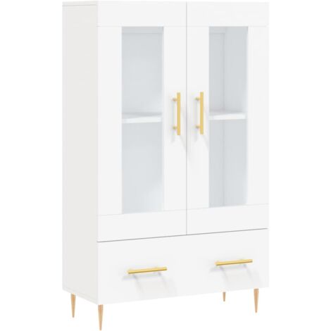 Buffet haut blanc 69,5x31x115 bois d'ingénierie