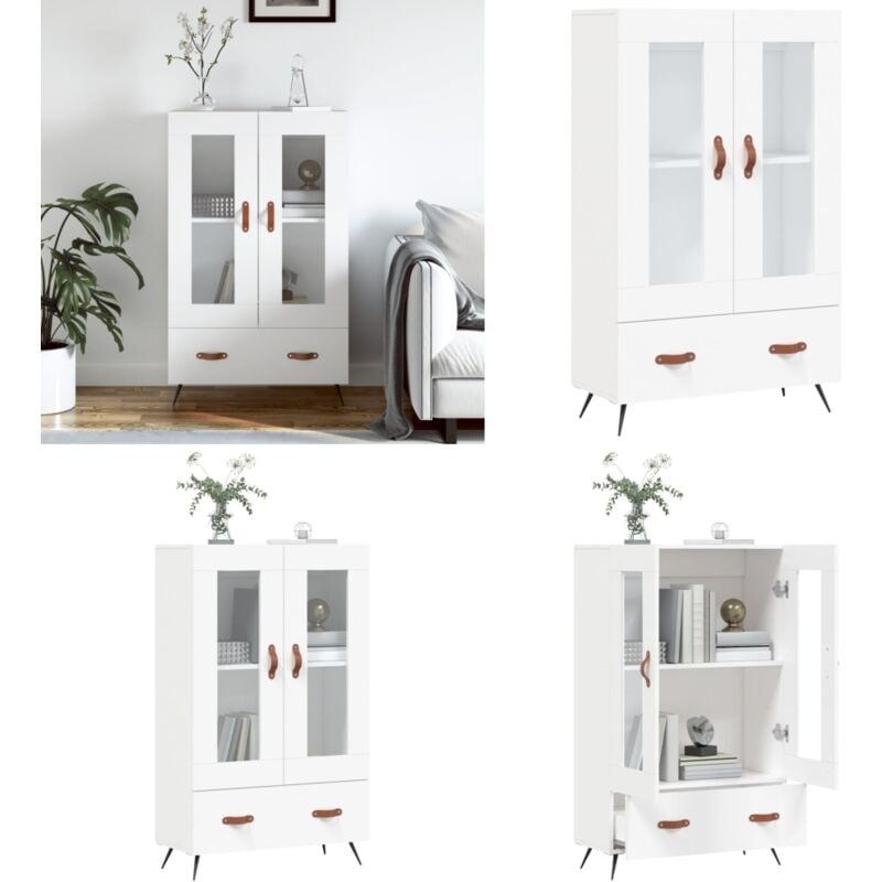 Vidaxl - Buffet haut blanc 69,5x31x115 cm bois d'ingénierie - Buffet Design Moderne - Meuble Rangement - Armoire Blanche - Buffet Cuisine - Mobilier