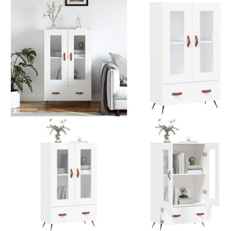 Buffet haut blanc 69,5x31x115 cm bois d'ingénierie - Buffet Design Moderne - Meuble Rangement - Armoire Blanche - Buffet Cuisine - Mobilier Salon - Home & Living