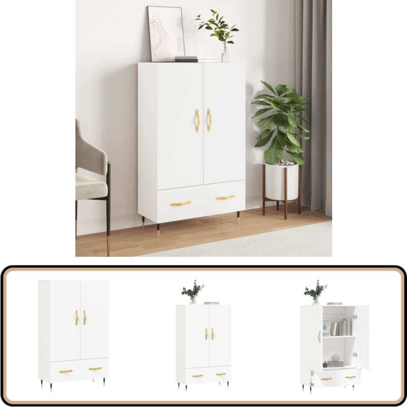 Vidaxl - Buffet haut blanc 69,5x31x115 cm bois d'ingénierie - Buffet Design Moderne - Meuble Rangement - Armoire Blanche - Commode Élégante