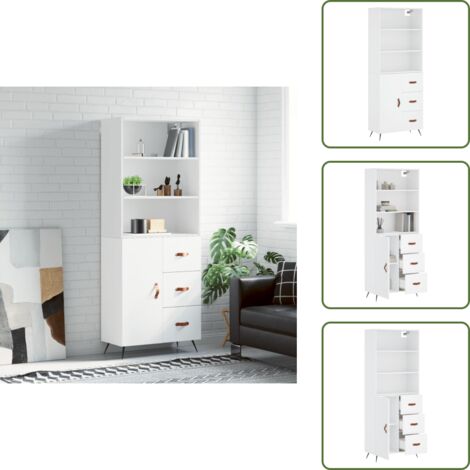 Buffet haut Blanc 69,5x34x180 cm Bois d'ingénierie - Buffet Design Moderne - Meuble De Rangement - Armoire Blanche - Buffet Haut - Mobilier Salon