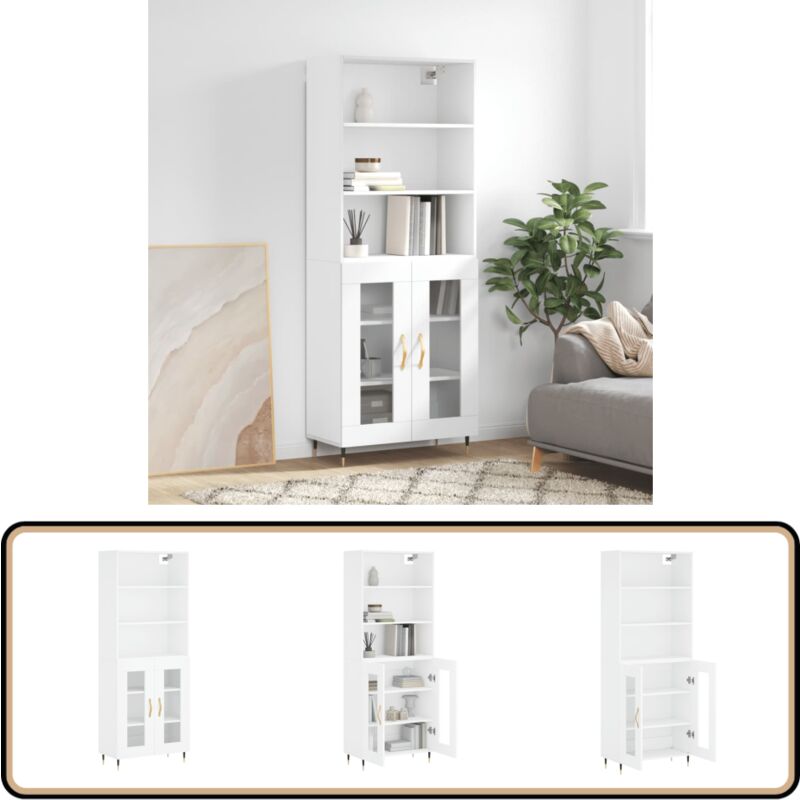 Vidaxl - Buffet haut Blanc 69,5x34x180 cm Bois d'ingénierie - Buffet Design Moderne - Meuble Rangement - Armoire Blanche - Buffet Haut - Mobilier