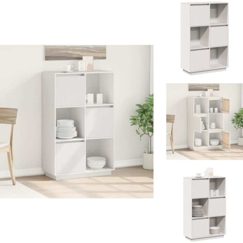 Vidaxl - Buffet haut Blanc 74x35x117 cm Bois massif de pin - Buffet - Meuble De Rangement - Armoire - Bois Massif - Design Rustique