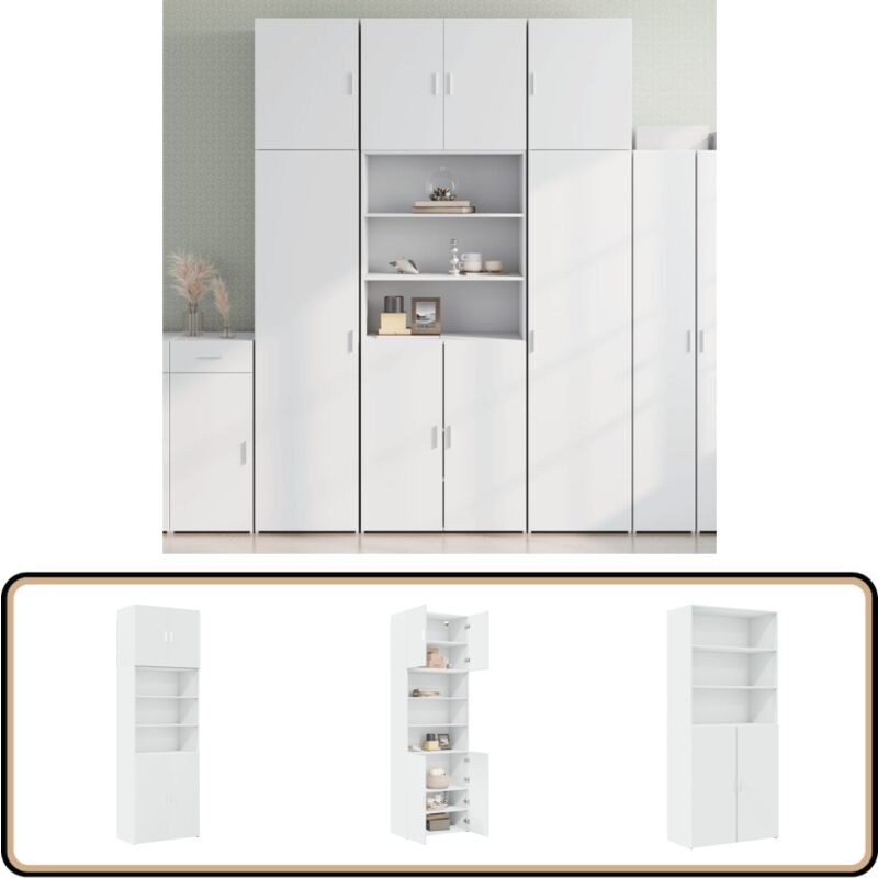 Vidaxl - Buffet haut blanc 80x42,5x249 cm bois d'ingénierie - Buffet Design Moderne - Buffet Blanc - Buffet Rangement - Meuble Rangement - Commode