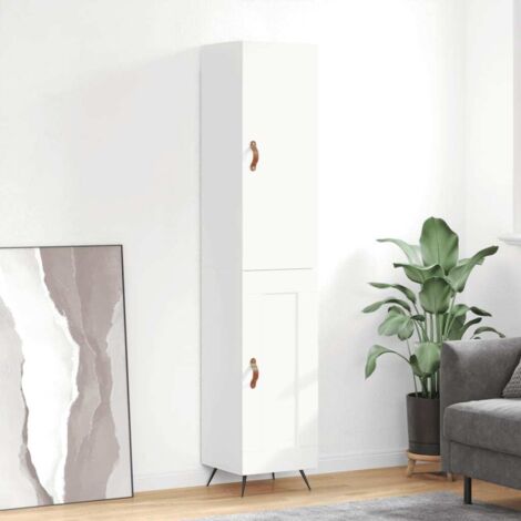 Buffet haut Blanc brillant 34,5x34x180 cm Bois d'ingénierie vidaXL