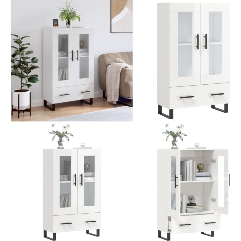 Vidaxl - Buffet haut blanc brillant 69,5x31x115 cm bois d'ingénierie - Buffet Design Moderne - Meuble De Rangement - Armoire Blanche - Buffet Élégant