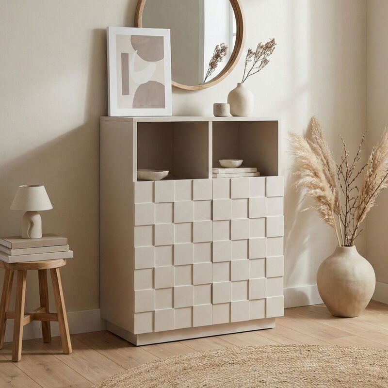 Buffet haut Bopibobro 86 x 64 x 36 cm beige [en.casa]