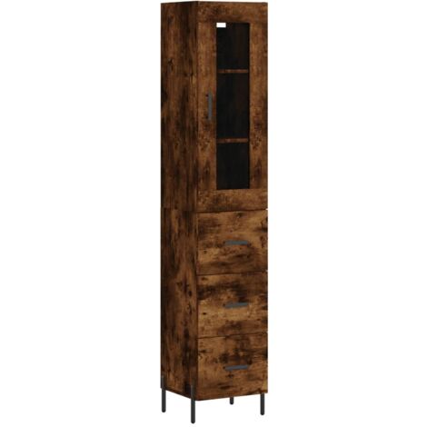 Buffet haut Chêne fumé 34,5x34x180 Bois d'ingénierie