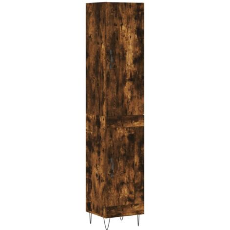 Buffet haut Chêne fumé 34,5x34x180 Bois d'ingénierie