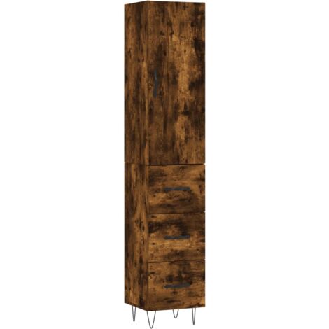 Buffet haut Chêne fumé 34,5x34x180 Bois d'ingénierie