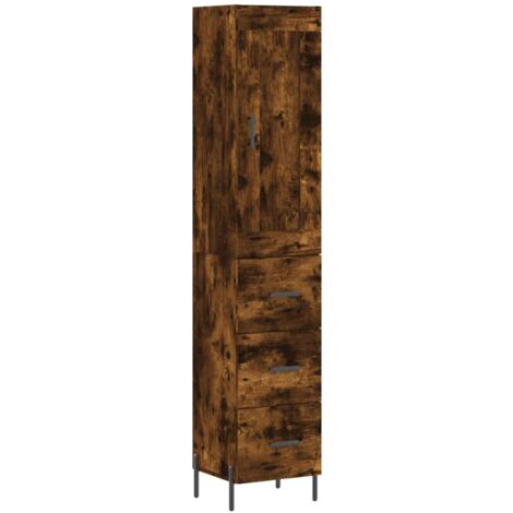 Buffet haut Chêne fumé 34,5x34x180 Bois d'ingénierie