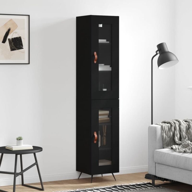 Vidaxl - Buffet haut Noir 34,5x34x180 cm Bois d'ingénierie