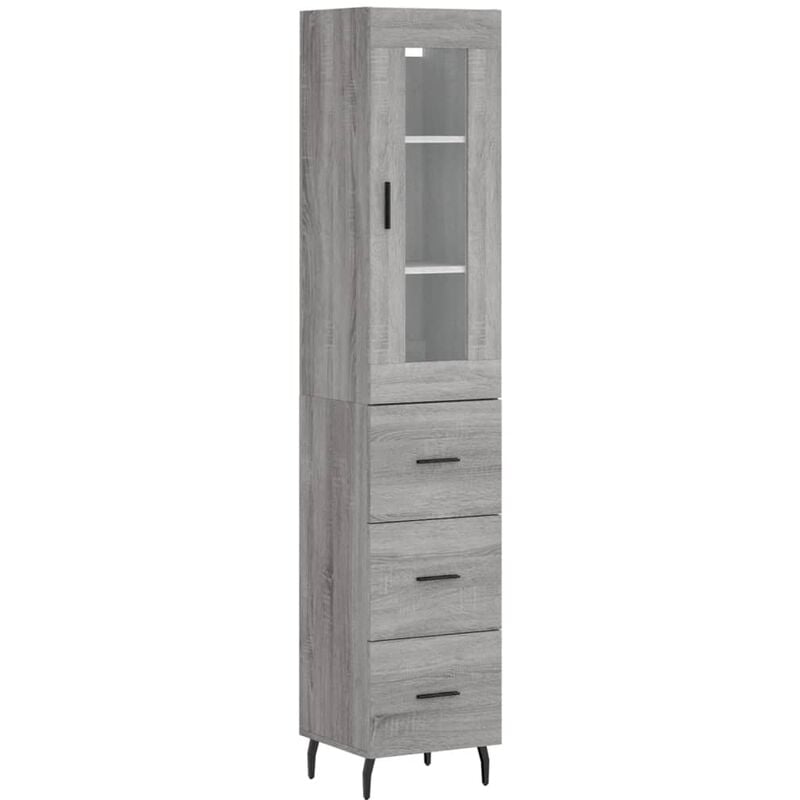 Vidaxl - Credenza Grigio Sonoma 34,5x34x180 cm in Legno Multistrato Grigio