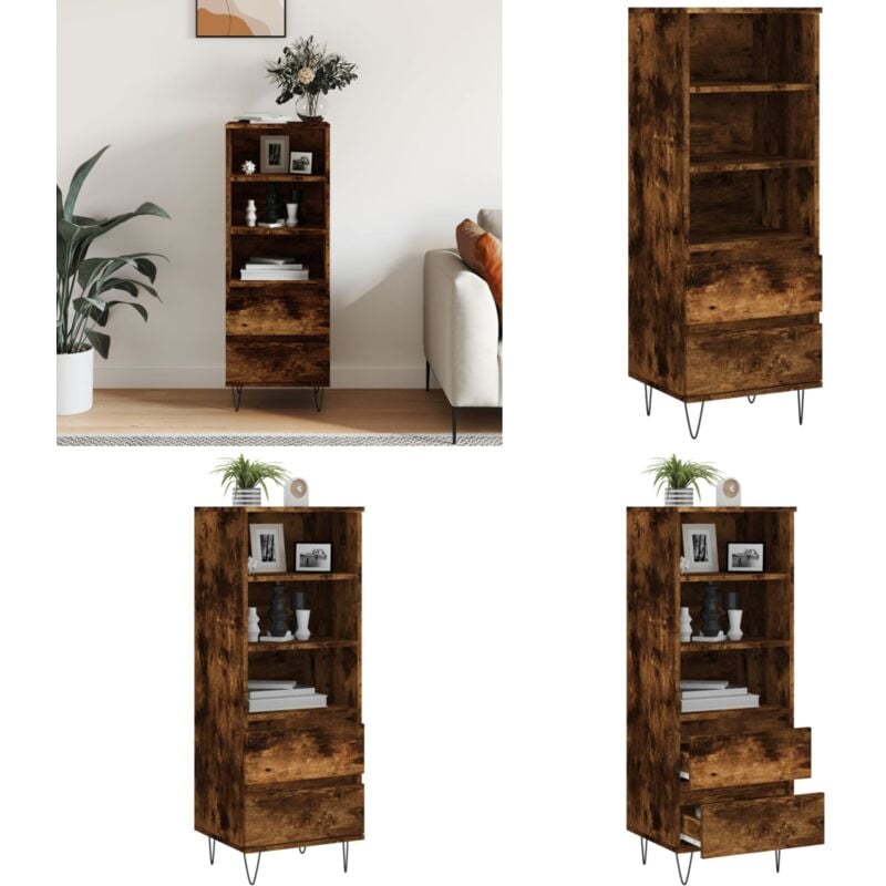 Vidaxl - Buffet haut Chêne fumé 40x36x110 cm Bois d'ingénierie - Buffet Design Industriel - Meuble Rangement - Buffet Cuisine - Buffet Salon