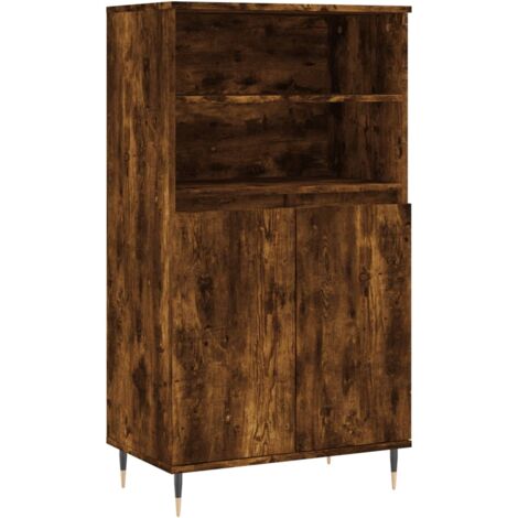 Buffet haut Chêne fumé 60x36x110 Bois d'ingénierie