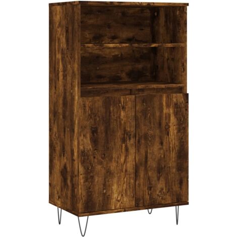 Buffet haut Chêne fumé 60x36x110 Bois d'ingénierie