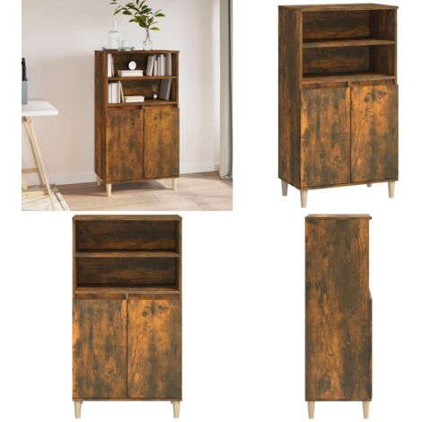 Buffet haut Chêne fumé 60x36x110 cm Bois d'ingénierie - Buffet - Commode - Meuble De Rangement - Mobilier - Décoration Intérieure - Home & Living