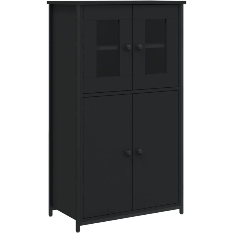Vidaxl - Buffet haut noir 62x32x106,5 cm bois d'ingénierie