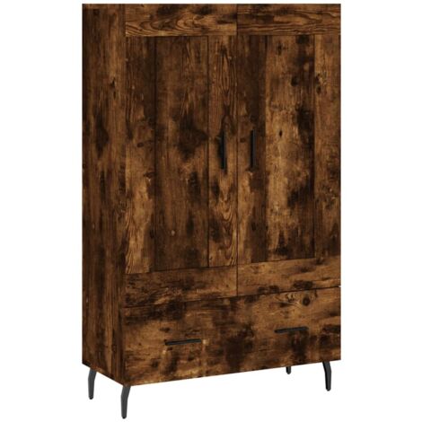 Buffet haut chêne fumé 69,5x31x115 bois d'ingénierie