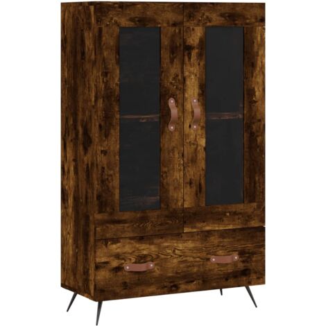 Buffet haut chêne fumé 69,5x31x115 bois d'ingénierie
