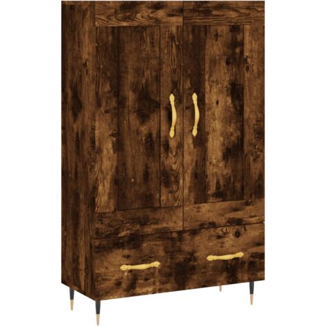 Buffet haut chêne fumé 69,5x31x115 bois d'ingénierie