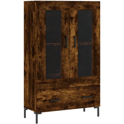 Buffet haut chêne fumé 69,5x31x115 bois d'ingénierie