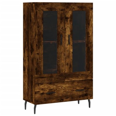 Buffet haut chêne fumé 69,5x31x115 bois d'ingénierie