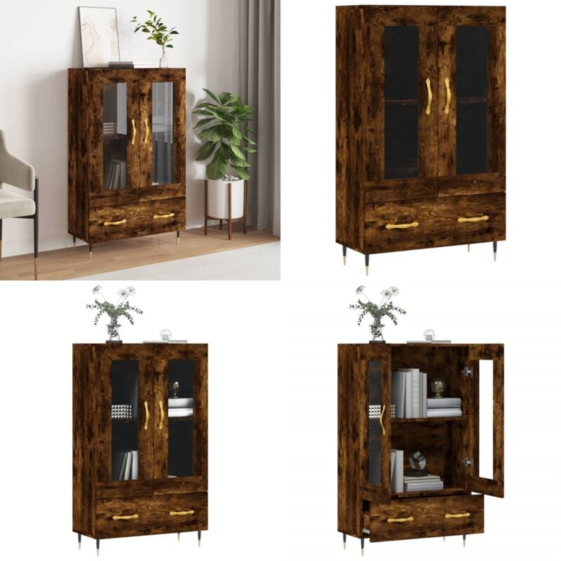 Vidaxl - Buffet haut chêne fumé 69,5x31x115 cm bois d'ingénierie - Buffet Design Moderne - Meuble Rangement - Armoire Cuisine - Buffet Vitrine