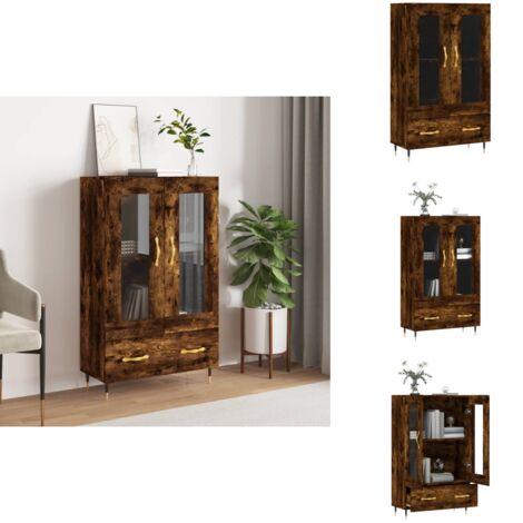 Buffet haut chêne fumé 69,5x31x115 cm bois d'ingénierie - Buffet Design Moderne - Meuble Rangement - Armoire Cuisine - Buffet Vitrine - Commode