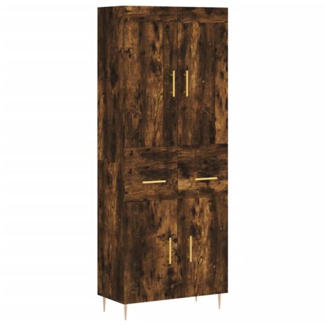 Buffet haut Chêne fumé 69,5x34x180 Bois d'ingénierie