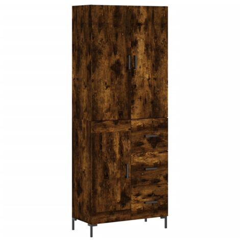 Buffet haut Chêne fumé 69,5x34x180 Bois d'ingénierie