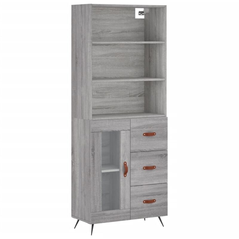 Vidaxl - Buffet haut Sonoma gris 69,5x34x180 cm Bois d'ingénierie