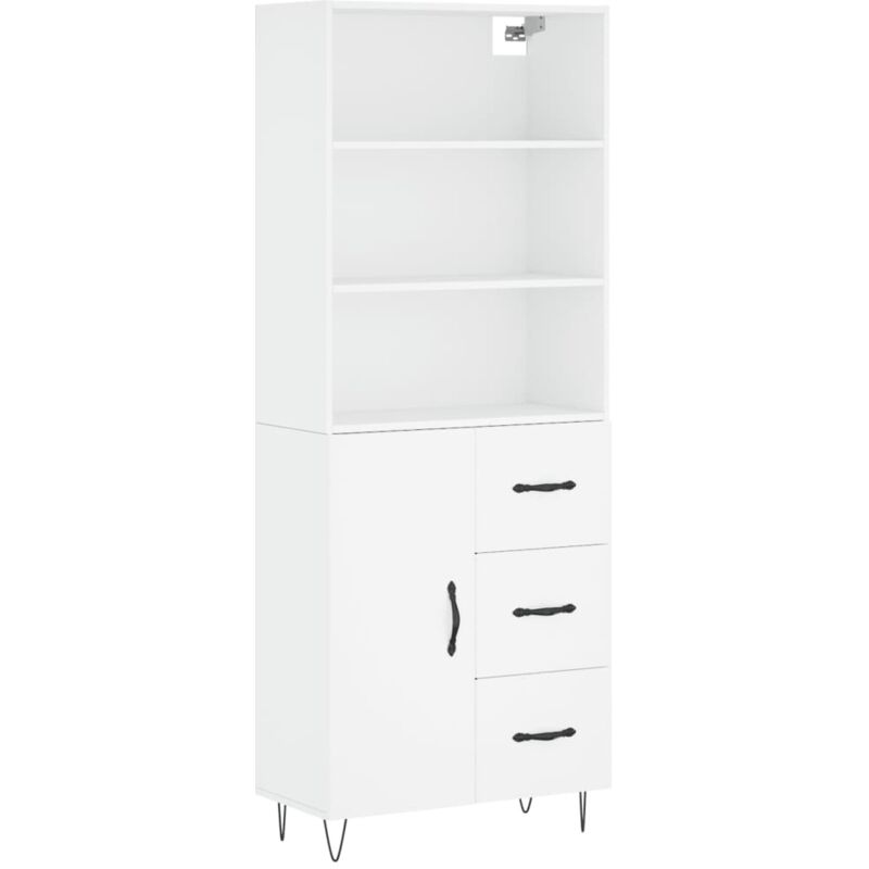 Buffet haut Blanc 69,5x34x180 cm Bois d'ingénierie vidaXL