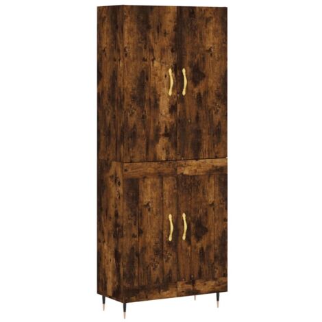 Buffet haut Chêne fumé 69,5x34x180 cm Bois d'ingénierie vidaXL