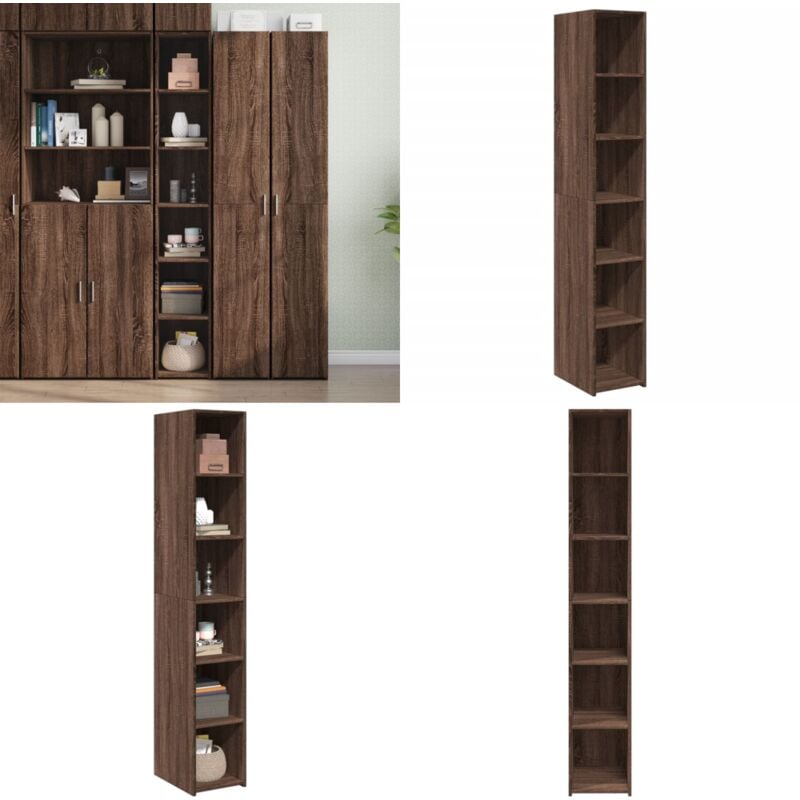 Vidaxl - Buffet haut chêne marron 30x41x185 cm bois d'ingénierie - Buffet Design Intemporel - Meuble Rangement Cuisine - Commode Bois - Buffet En