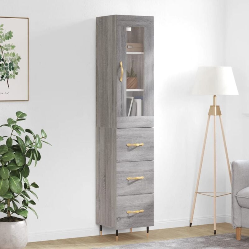 Credenza, Madia per salotto Grigio Sonoma 34, 5x34x180 cm in Legno Multistrato vidaXL